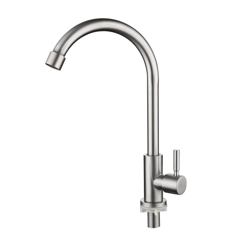Special offer SUS304 stainless steel kitchen single cold faucet lead-free brushed vegetable basin sink faucet