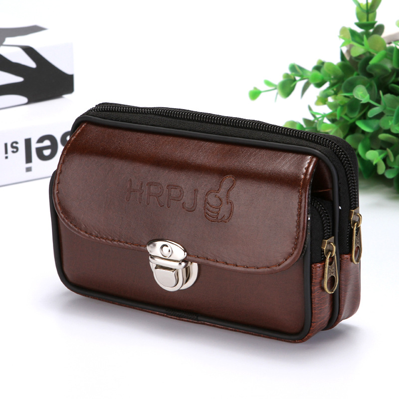6 inch mobile phone waist bag high quality wear-resistant men's wearing belt cigarette mobile phone bag lock anti-theft men's mobile phone waist bag