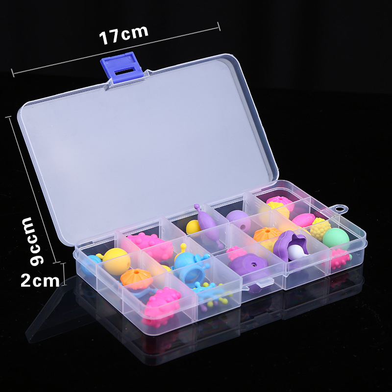 10 grid transparent plastic storage box free assembly jewelry accessories finishing box 15 grid 24 grid