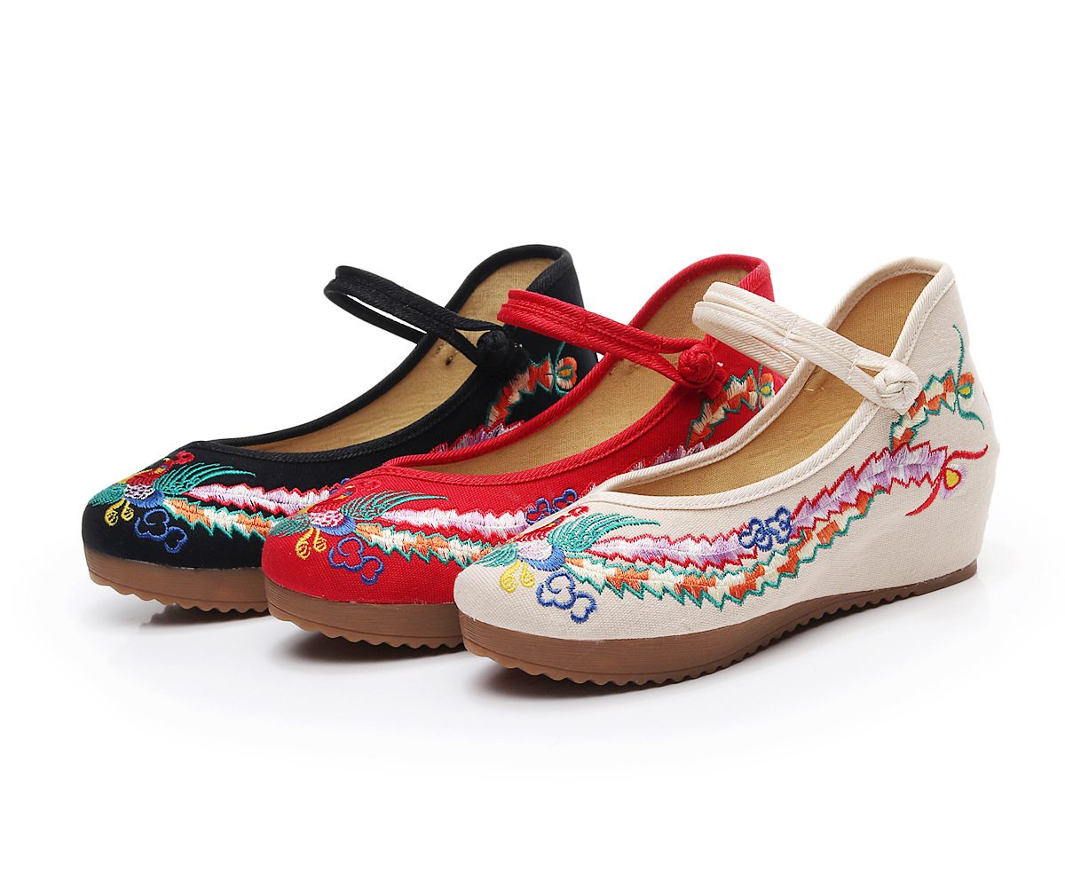 Big Color Phoenix Cloth Shoes Embroidered Shoes Single Shoes Square Dance Ethnic Style Wedding Shoes