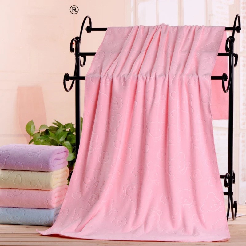 Microfiber bath towel cartoon embossed 70*140 bath towel colorful absorbent quick-drying Bath hotel chest wrap beach towel