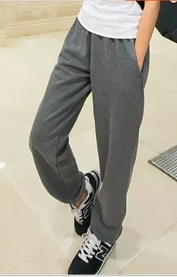 Spring and Autumn men's fat loose straight sports pants shrink tight feet close feet sweatpants plus size fashionable trousers