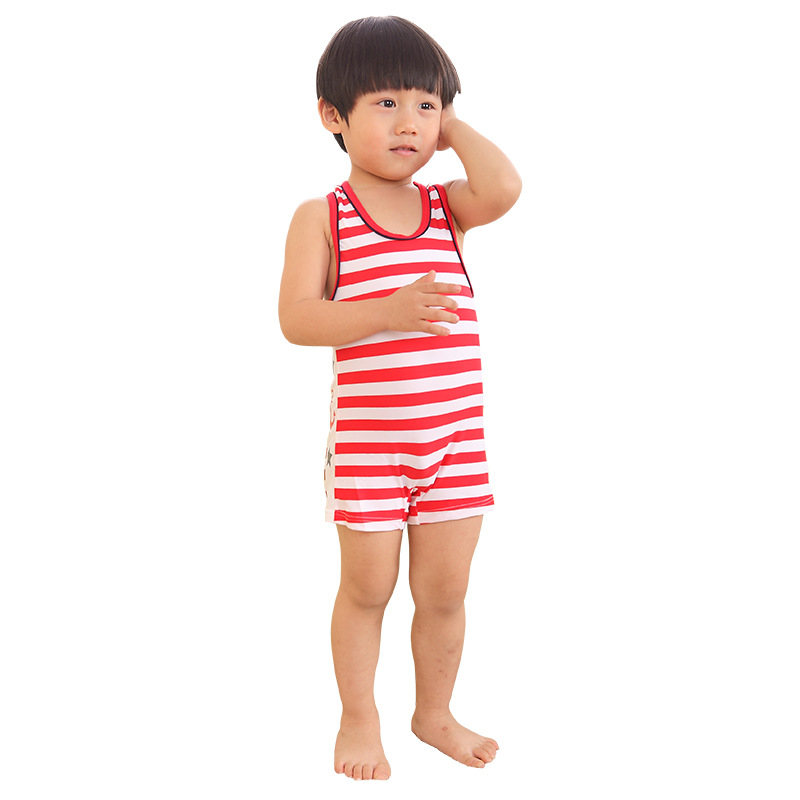 New men's swimwear wholesale cute baby striped sailor one-piece swimsuit Popup children's hot spring swimsuit