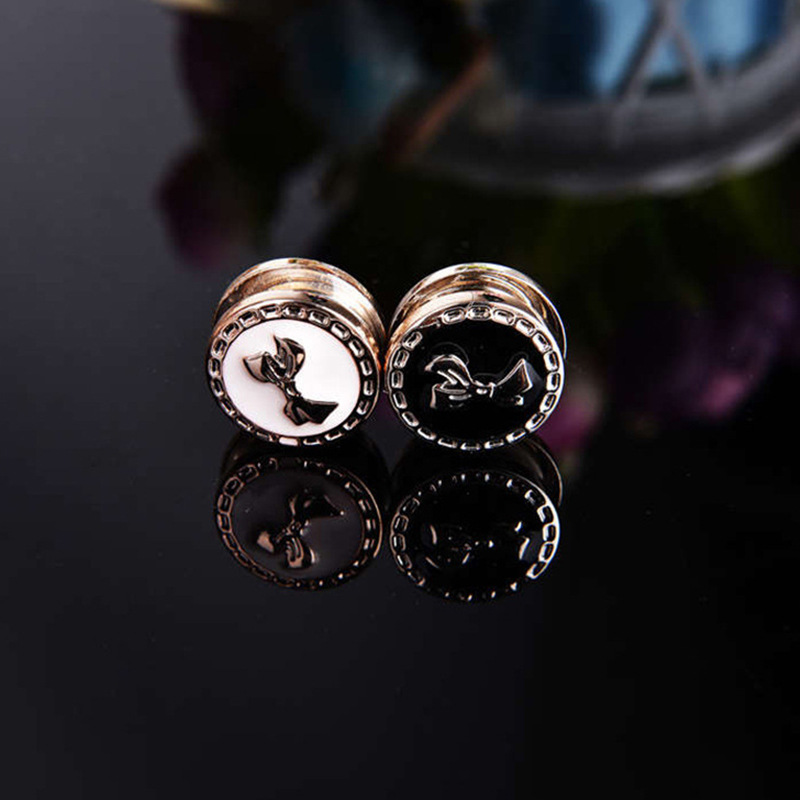 Black and White Painted Oil Silk Scarf Buckle Headscarf Accessories Silk Scarf Buckle Magnetic Buckle Collar Clip Brooch Headwear Accessories