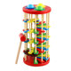 Children's Environmental Protection Wooden Color Rotating Ball Ladder Knocking Toy Hand-eye Coordination Early Education Educational Playing Table