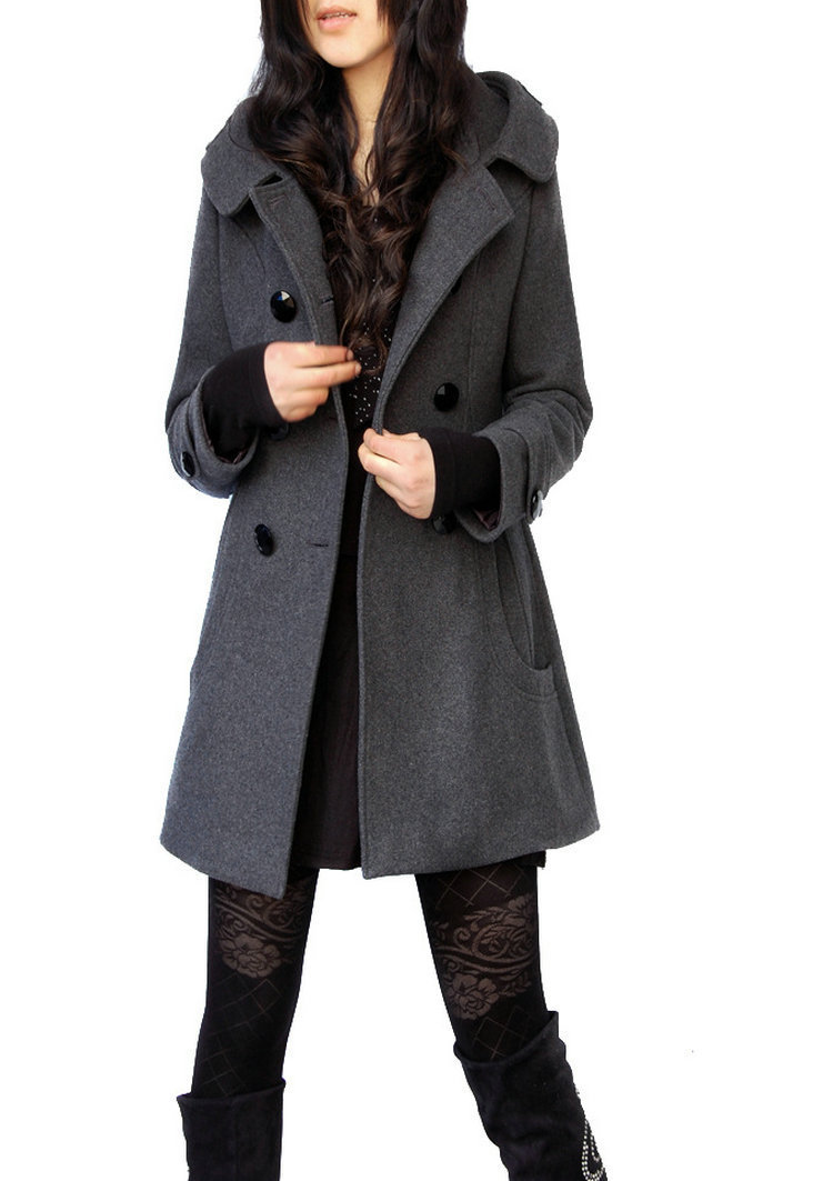 Cappotto di lana ispessito autunnale e invernale da donna, di media lunghezza, con cappuccio, in cotone, vestibilità attillata, snellente, giacca a vento per ragazze paffute 2023_voghion.com