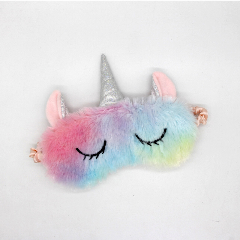 1212 new European and American dream colorful plush unicorn eye mask gradient cartoon sleep eye mask wholesale manufacturers