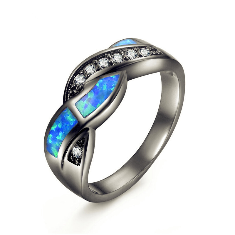 Cross-border alloy black gold plated ring imitation Opel ring