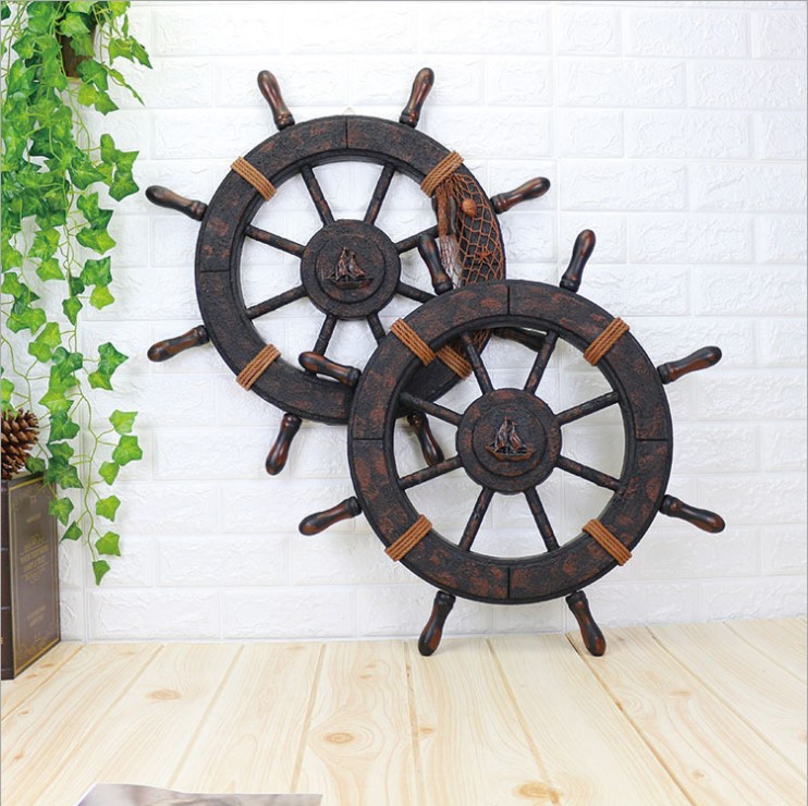 Mediterranean Style Decoration Ship Rudder Retro Old Ornaments Home Wall Living Room Wall Decoration Helmsman Pendant
