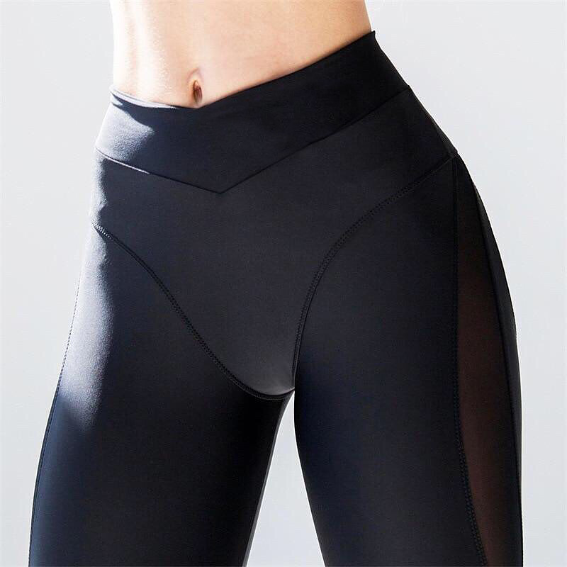 Yoga pants new quick-drying mesh stitching nine running pants fitness yoga pants