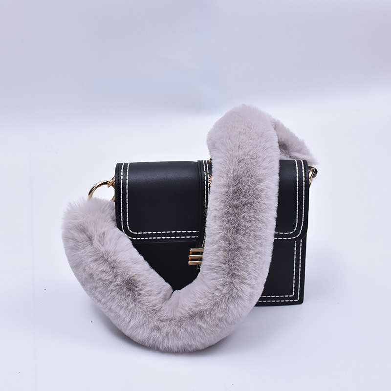 New Faux Fur Rex Rabbit Fur Bag Strap Single Shoulder Hand Chain Accessories Bag Strap Female Mao Mao Crossbody Replacement Strap