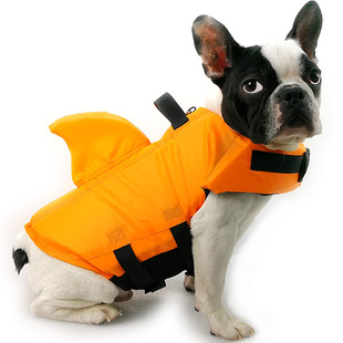 New large and small dog Tide brand pet swimsuit shark fin dog swimsuit method bucket life jacket