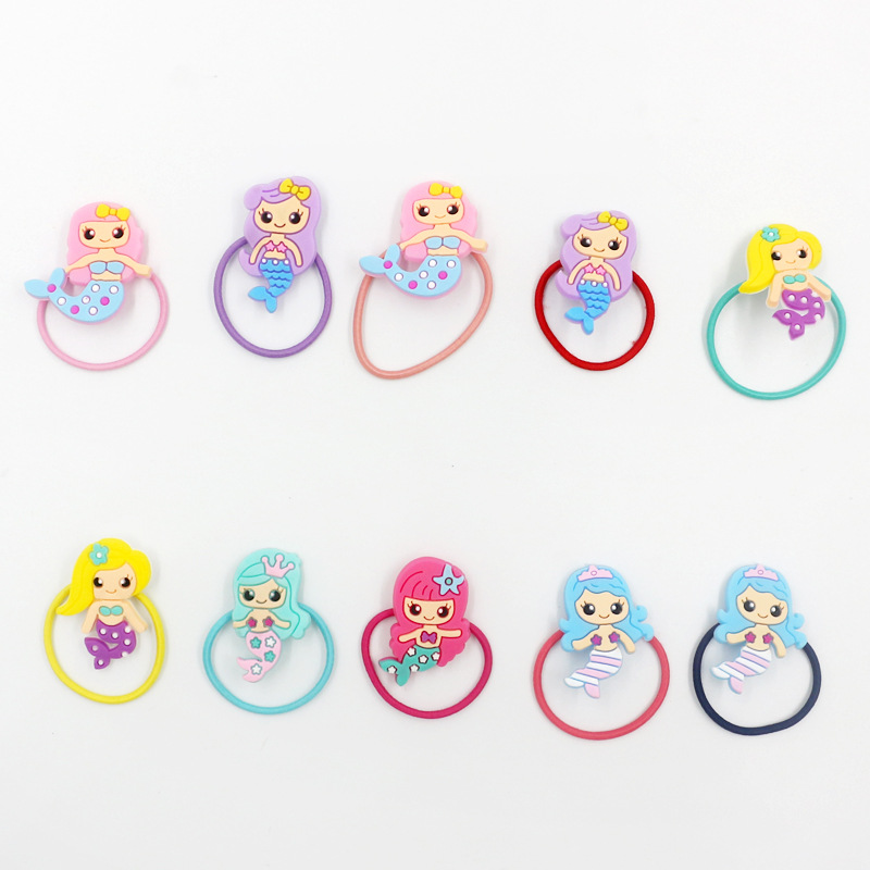 New cross-border children's hair accessories PVC unicorn mermaid Dinosaur Baby rubber band children's hair band girl's head rope