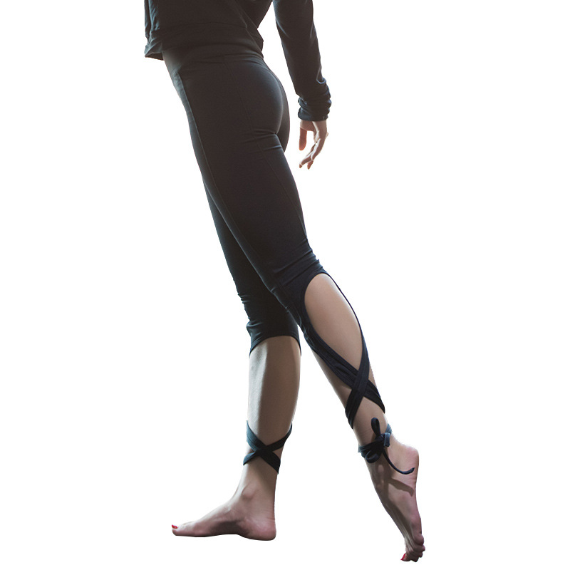 Cross-Border Factory Direct winding yoga pants ballet inspired dance strap tight fitness yoga pants