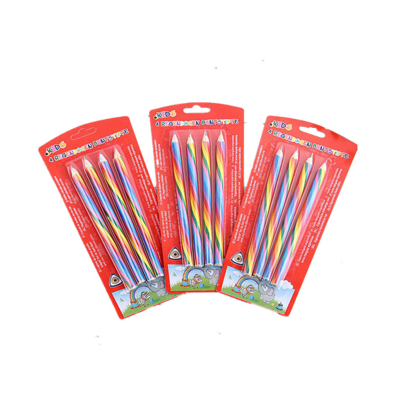 Factory direct creative student blister rainbow pencil 4 color with the core multi-color children student rainbow pen wholesale