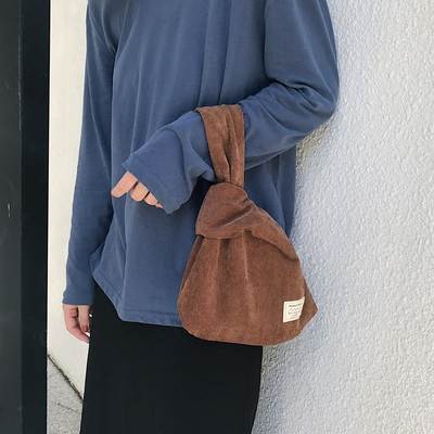 Autumn and Winter Corduroy Knot Wrist Bag Wrist Bag Simple Hand Bag Change Key Bag