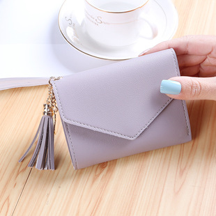 New Fashion Small Wallet Women's Short Japanese and Korean Style Cute Fresh Tassel Mini Student Women's Wallet Wallet
