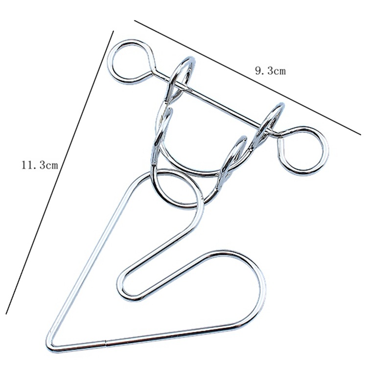 Double Heart Lock Untying and Unfastening Brain Teaser Toy for Children and Adults Classic Brain Teaser Toy Nine Rings Series
