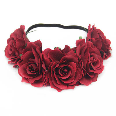 European and American bridal holiday Garland simulation rose flower hair band Christmas Carnival Ball party head