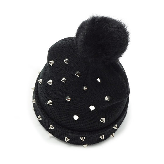 Autumn and Winter Hat European and American Punk Rivet Autumn and Winter Knitted Hat Women's Wool Hat Warm Pullover Hat