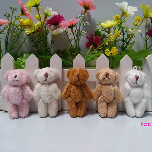 Plush teddy bear doll pendant 6cm long hair joint bear hands and feet can be movable DIY creative handmade jewelry materials