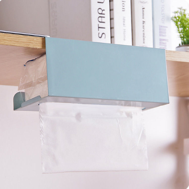 Creative Japanese-style Cabinet Hanging Tissue Holder Kitchen Tissue Pumping Rack Iron Non-perforated Tissue Box Storage Rack