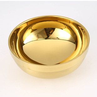 304 Creative Home Hotel Restaurant Plating Tuhao Golden Soup Noodle Bowl Heat Insulation Thickened Double Layer Stainless Steel Bowl