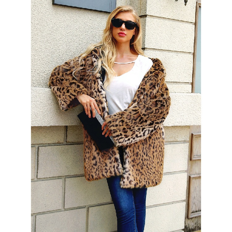 2022 AliExpress ebay Amazon winter New faux fur leopard print fur hooded coat coat