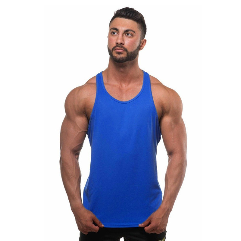 AliExpress wish Amazon New Men's Training Suit Base Solid Color Fitness Sports Cotton Sling Muscle Vest