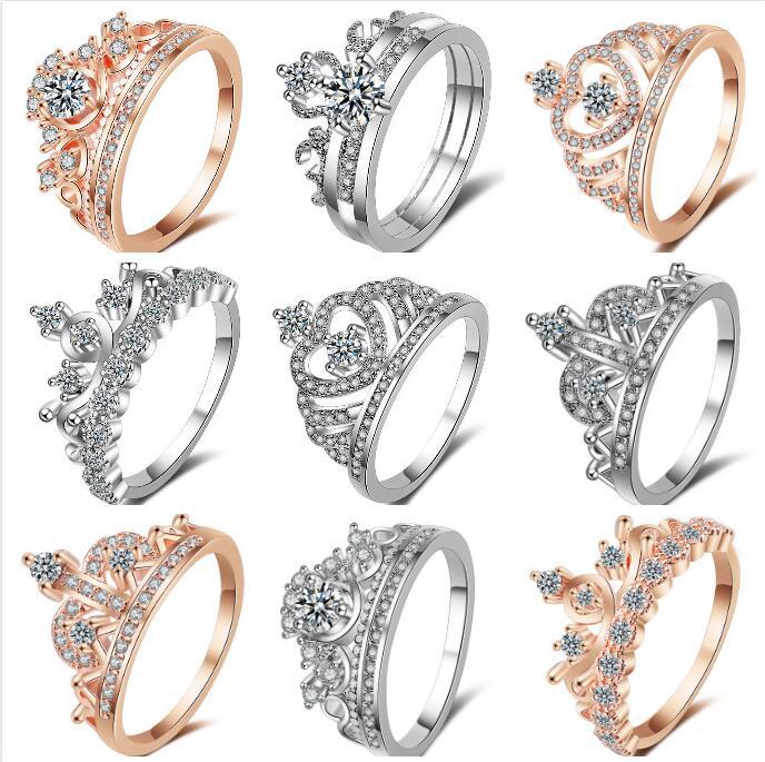 Cross-border exclusive European and American style bracelet crown ring Fashion Women's diamond ring personalized creative pair ring bracelet wholesale