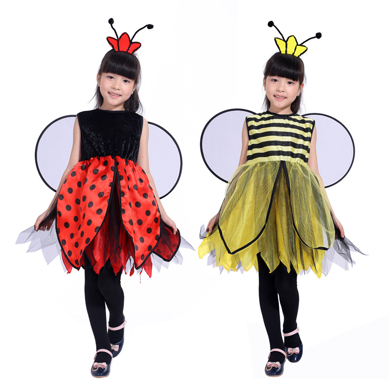 Halloween cosplay Costume Children Girl Ladybug Bee Costume Bee Ladybug Dress Up Show