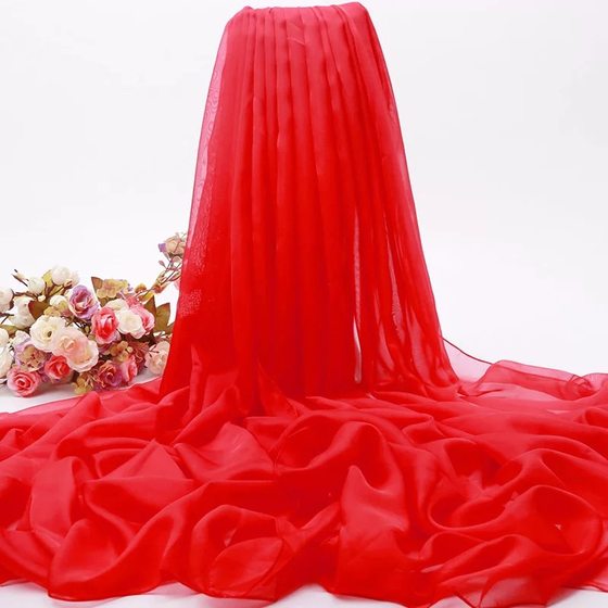 Women's silk scarf all-match Spring and Autumn long summer sunscreen shawl chiffon solid color scarf oversized beach multifunctional scarf