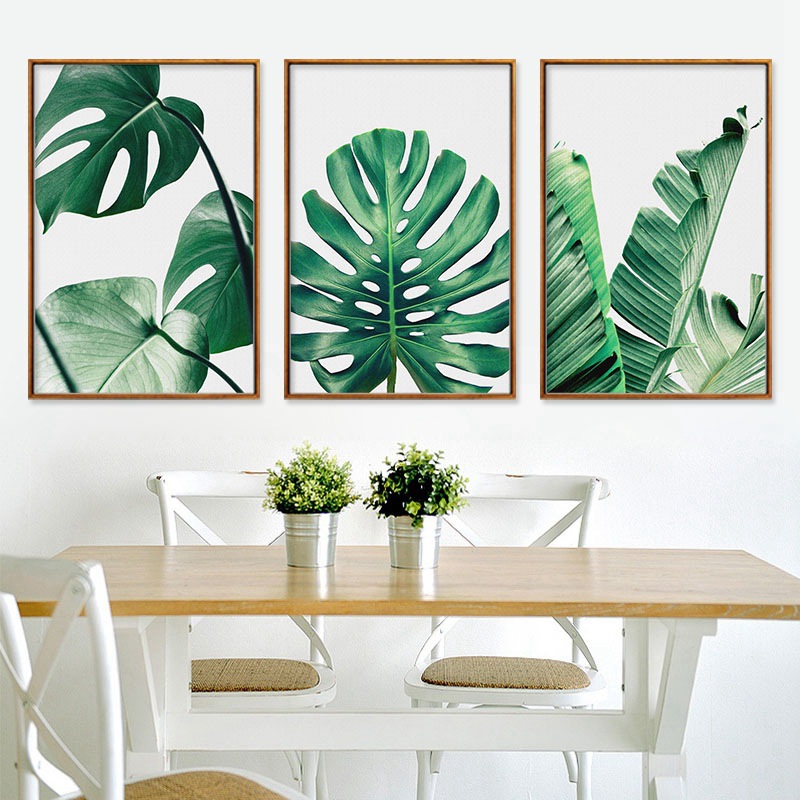 Foreign Trade Explosions Nordic Style Green Plant Leaf Turtle Bamboo Small Fresh Canvas Painting Micro Spray Printing Decorative Painting Core