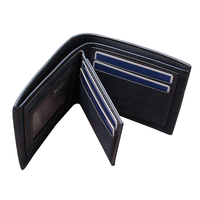 Cross-border New Men's Short Frosted Wallet Multi-card Large Capacity Korean Fashion Retro Men's Wallet for Young People