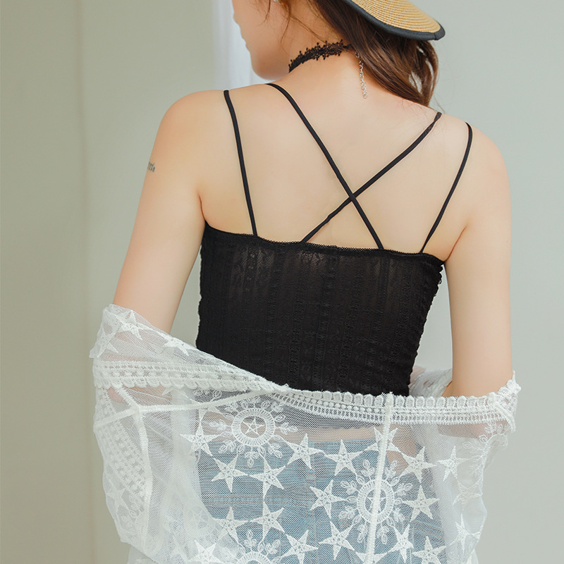 Top New Lace Underwear Chest Wrapping Lace with Coaster Small Sexy Basing Cross Anti-walking Beautiful Back Tube Top