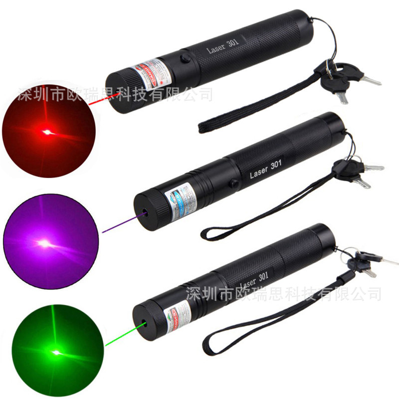 Cross-border Laser301 Red Green Blue Purple Laser Flashlight Sales Command Whip Pen Laser Light