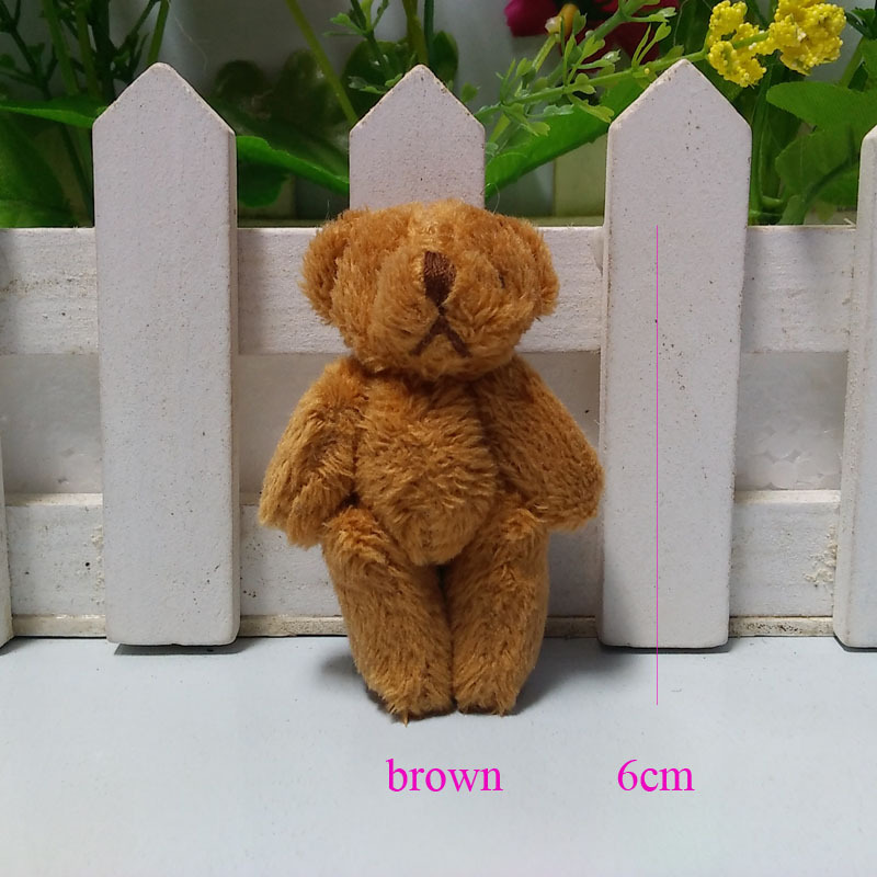 Plush teddy bear doll pendant 6cm long hair joint bear hands and feet can be movable DIY creative handmade jewelry materials