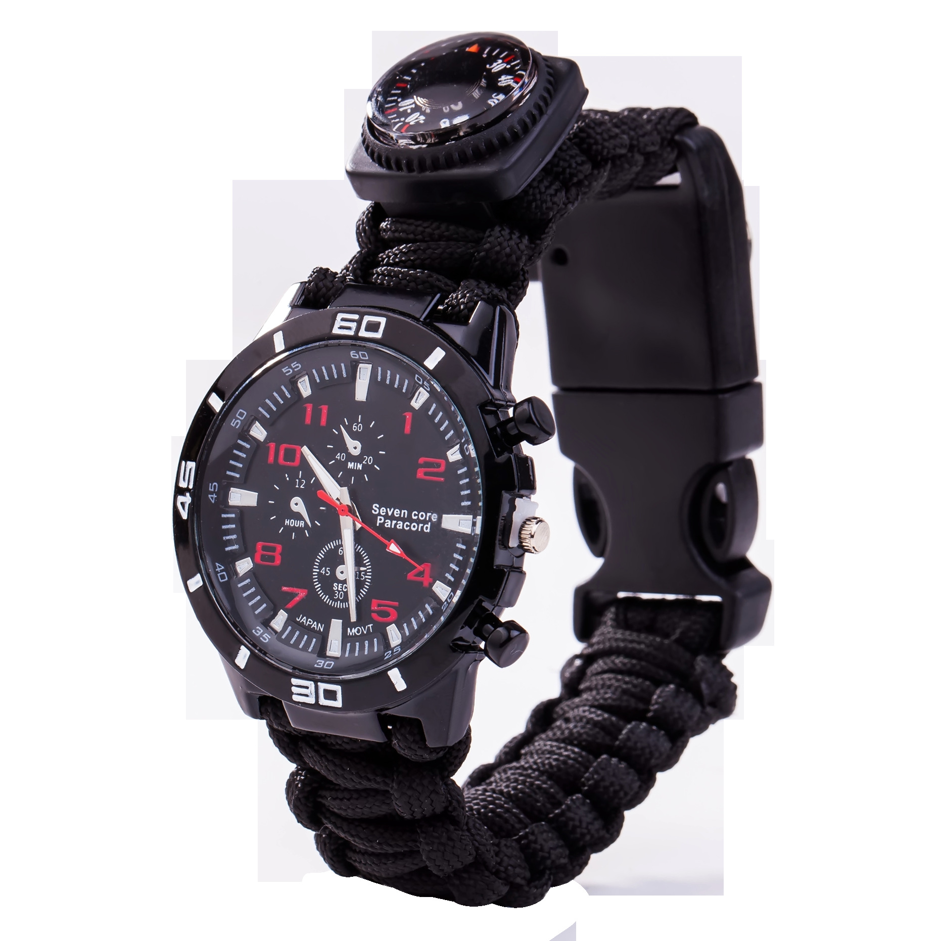 Outdoor Umbrella Rope Braided Flintstone Compass Watch Survival Emergency Outdoor Seven-core Umbrella Rope Multifunctional Watch