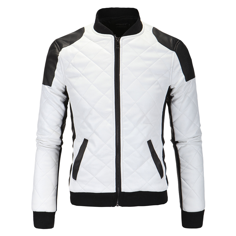 2019 Men's Washed Car Leather Fashion Trendy Diamond Men's Leather European and American Large Size Men's Leather Jacket Y210