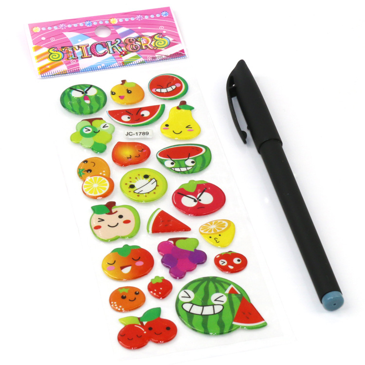 Children's stickers cartoon fruit cartoon animation 3D bubble stickers kindergarten reward stickers factory direct sales