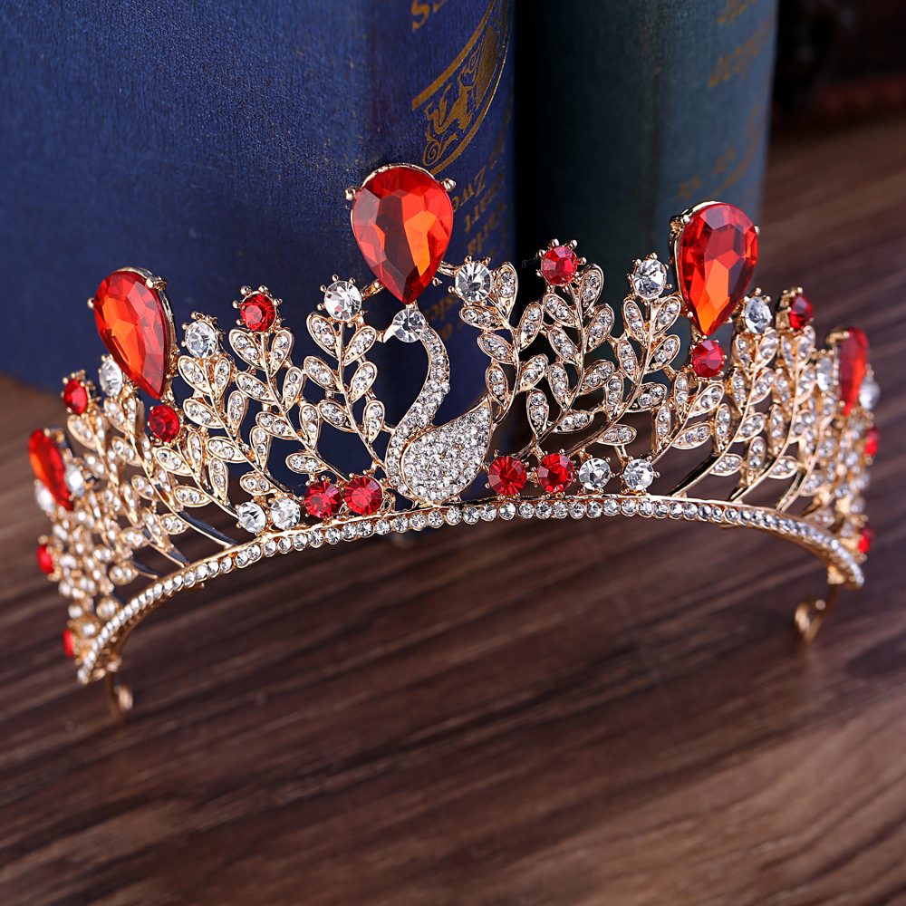 2018 New Fashion European rhinestone Baroque hair accessories headdress bride Swan Crown wedding accessories wholesale