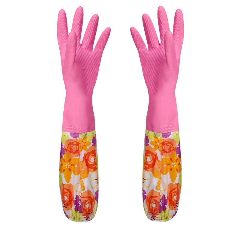 Fleece/Summer/Color Latex Lengthened Housework Gloves Durable and Cleaning Special for Washing Dish and Clothes