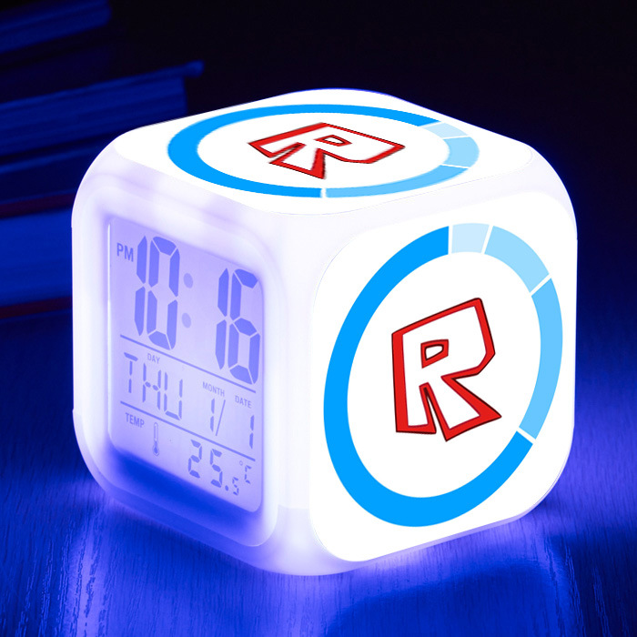 Cross-border foreign trade supply game Roblox colorful alarm clock large screen digital square clock creative multi-function electronic clock