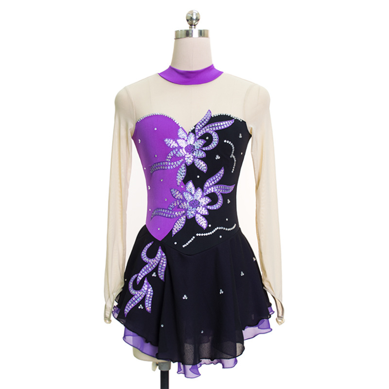 Customized Children's Adult Pattern Skating Suit Girls' Performance Costume Competition Test Skirt 23 Color Optional Color-matching Diamond