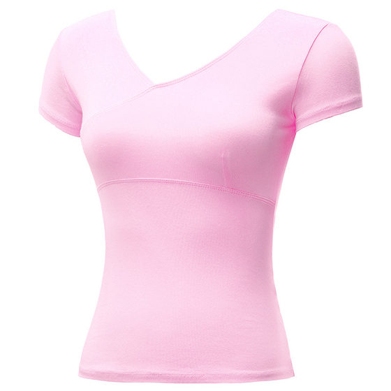 Adult yoga clothes top short sleeve aerobics top running front cross sports fitness T-shirt dance practice clothes