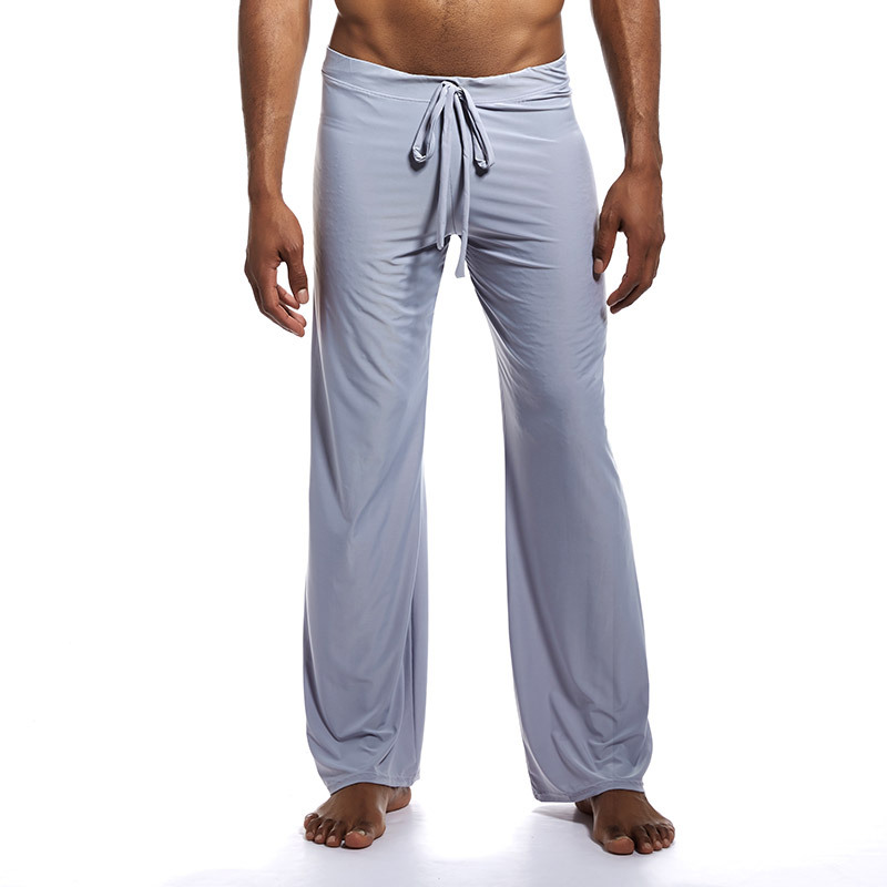 Men's Home Pants Pajama Pants Solid Color High-end Fabric Fashion All-match Ice Silk plus size Pants Simple Casual Yoga Pants