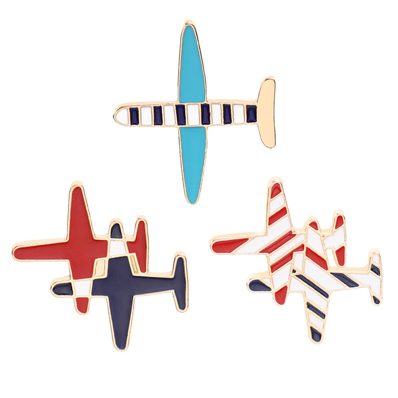 Europe and the United States cross-border wish New brooch trend personalized alloy striped combat aircraft brooch bag clothing accessories