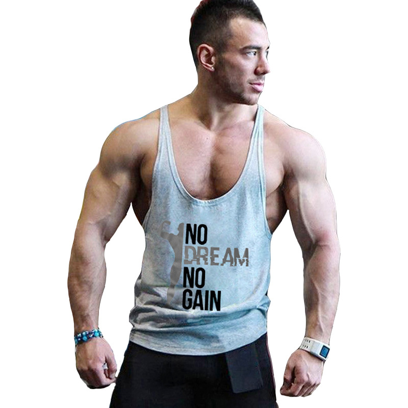 AliExpress wish Men's Fitness bodybuilding exercise vest loose I-shaped vest one-piece delivery