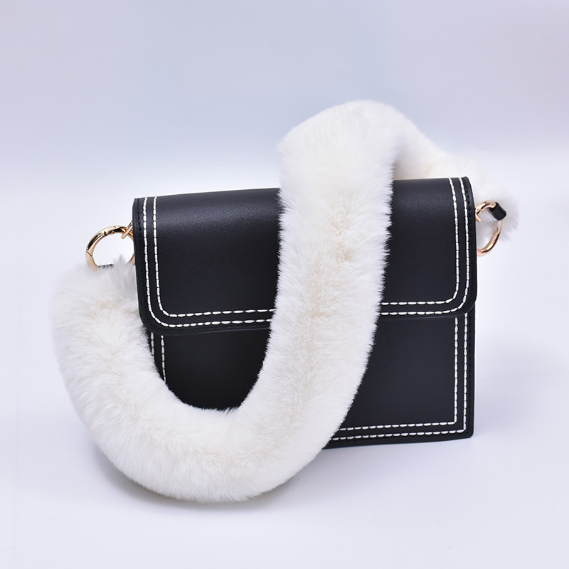 New Faux Fur Rex Rabbit Fur Bag Strap Single Shoulder Hand Chain Accessories Bag Strap Female Mao Mao Crossbody Replacement Strap