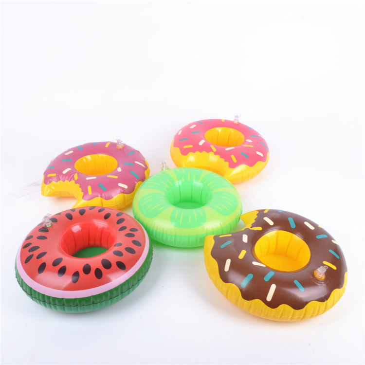 Spot PVC inflatable water supplies coaster inflatable water floating beverage cup holder cross border